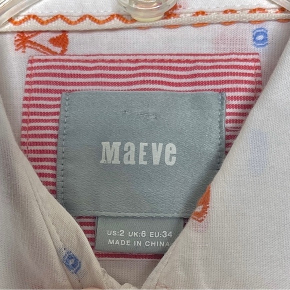 Maeve Anthropologie Miette Tee Pee Print Button Down Shirt Women's Size 2 - Picture 5 of 12